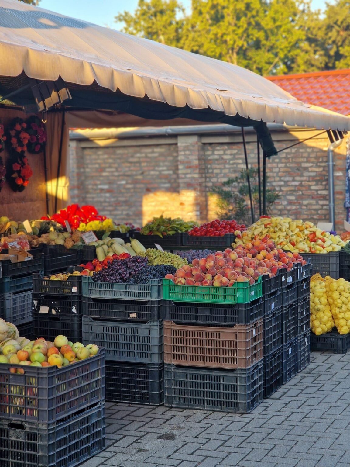 Zöldség és gyümölcs árusítás, nagypiac